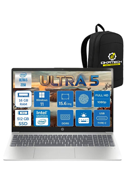 HP Laptop Intel Core Ultra 5 225U 16GB Ddr5 512GB SSD FHD IPS 300Nit WIN 11 P...