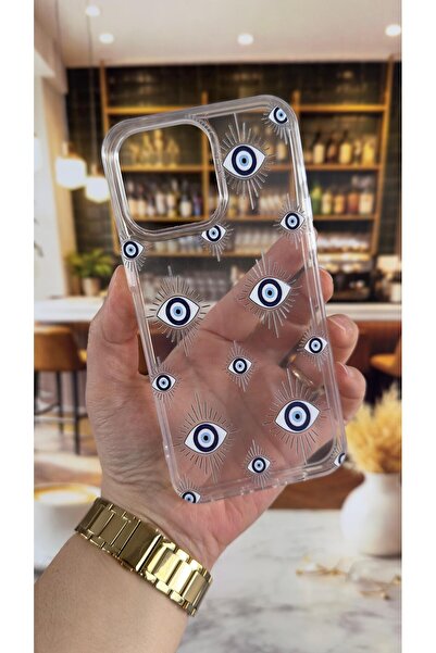 Vip Case iPhone 16 Pro Max Compatible Evileye Patterned Transparent Shock-Abs...