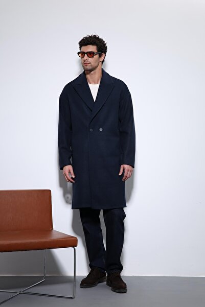 Antioch Navy Blue Oversized Double-Breasted Men's Coat