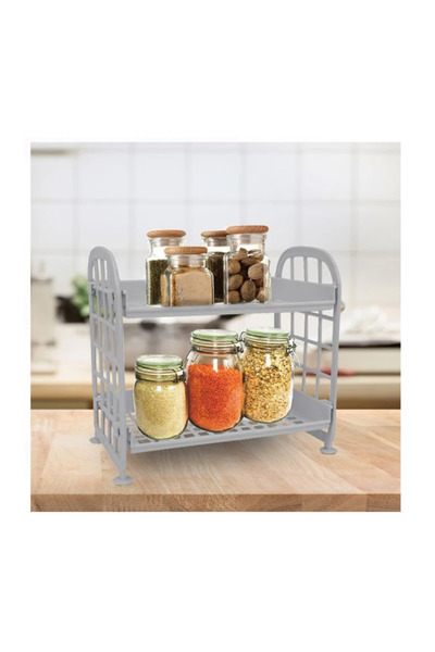 Lumi LUXURY Etajera din Plastic Gri cu 2 Nivele 22x14x20.5cm