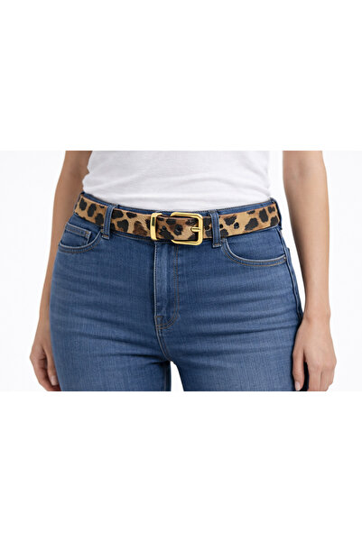 DAYMA حزام نسائي من جلد الغزال الأسود – مشبك ذهبي – للاستخدام اليومي والكلاسيكي