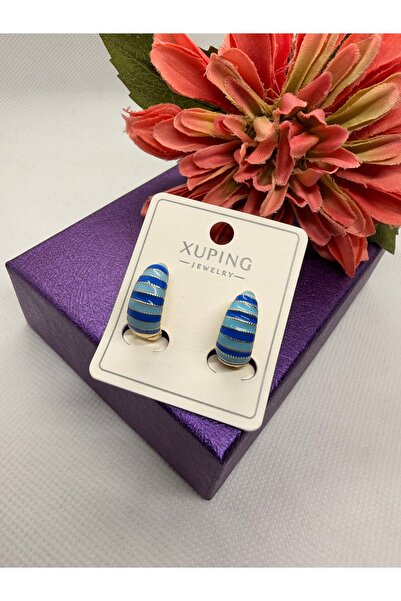 XUPING JEWELRY Jewelry Maker's Series Blue Striped Steel Earrings