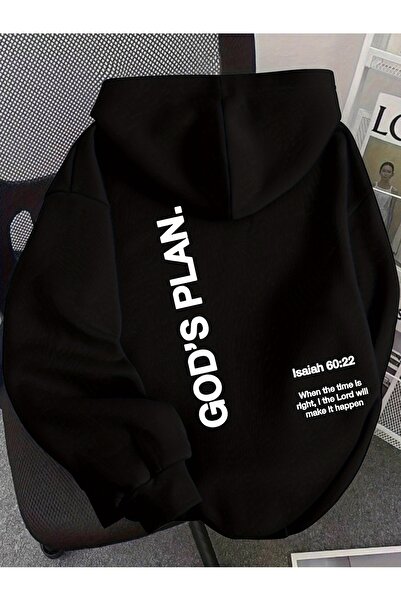 Deocept سويت شيرت للجنسين من God's Plan مطبوع بغطاء رأس ذو جيب كنغر مريح وقصة...