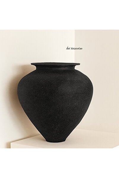 Lui Tasarım Μαύρο χρώμα, μέγεθος XXL, Βάζο με υφή πίτας, Πέτρινα σκεύη, Μοντέ...