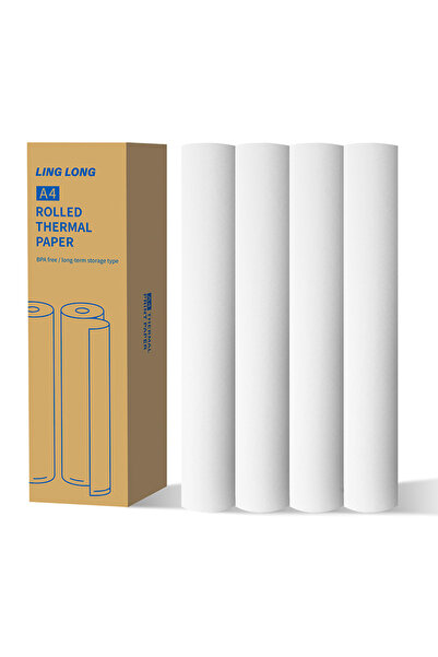 LING Set of 4 thermal paper rolls for portable printers, 210 mm, 8 m, inkless...
