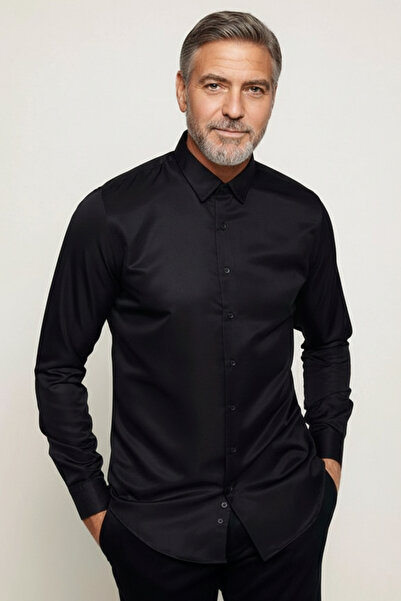 a02teks Slim Fit Long Sleeve Easy Ironing Sweat Absorbing Breathable Texture ...