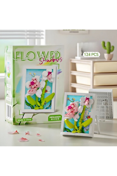 DEK Bricks Orkide Figürlü Yapı Blok Çerçeve 124 Parça | Dekoratif Masaüstü Mi...