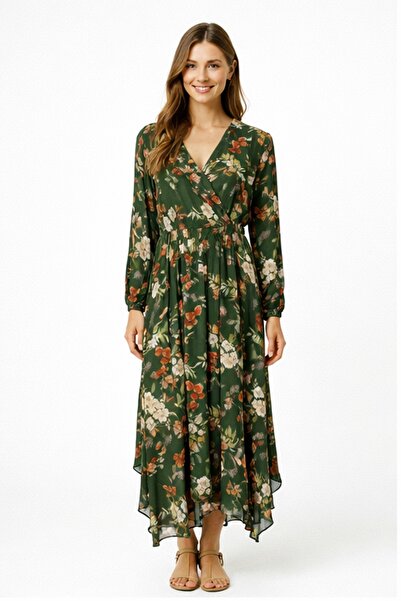 NAR ÇİÇEĞİ GİYİM Asimetrik Uzun Elbise