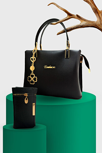 MOLDİVA Dona Leather Multi-Compartment Bag and Wallet Combination, Women's Bl...