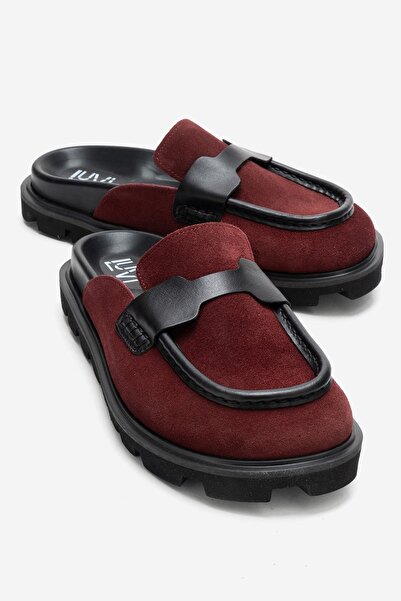 LuviShoes Vela Burgundy Suede Genuine Leather Women's Slippers