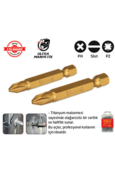 Tomax BİTS UÇ PH 2 25 mm TİTANİUM (60 Adet)