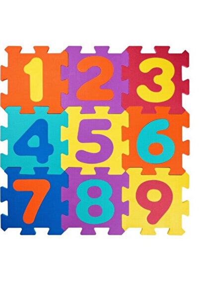 GTE Covor tip puzzle cu numere, 9 piese, spuma, 32x32x1 cm, Multicolor