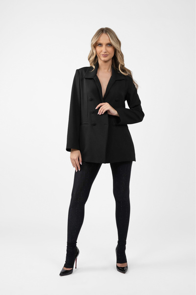 Monarh Design Colanți negri cu cristale - L