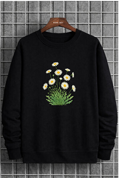 Pink Sky Unisex cu imprimeu guler rotund Swea tricou supradimensionat Bumbac ...