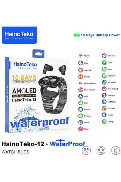 HAINOTEKO Hyno Tecco 12 Smartwatch, Waterproof, with Built-in Wireless Earbud...