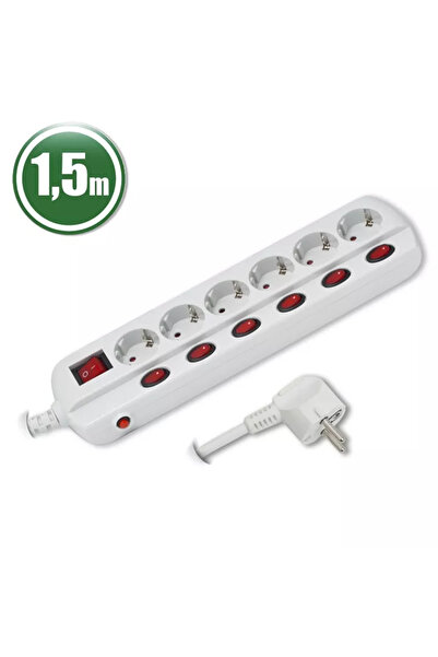 OEM Extension cord with 6-outlet distributor with switches and overcurrent pr...