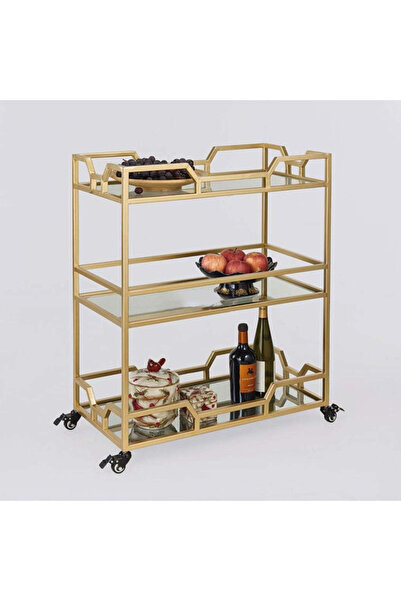 Generic OneDcor 3-Tier Metal Bar Cart with Tempered Glass Shelves - Versatile...