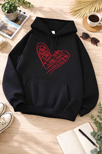 Pink Sky Unisex Printed Hooded Sweatshirt |   Oversized , Cotton, Daily Comfo...