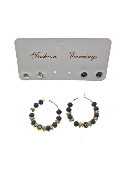 NKIE JEWELS Gold Color Black Beads Stylish Dangle Handcrafted Combination Ear...