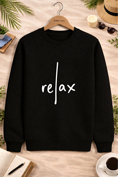 Pink Sky Unisex Printed Crew Neck Sweatshirt Oversized Cotton Daily Comfortable