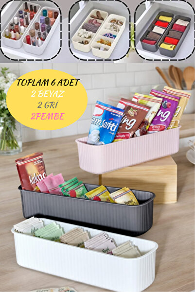 Hilamingo Home 6 Adet 5 Bölmeli Düzenleyici Takı Makyaj Organizeri
