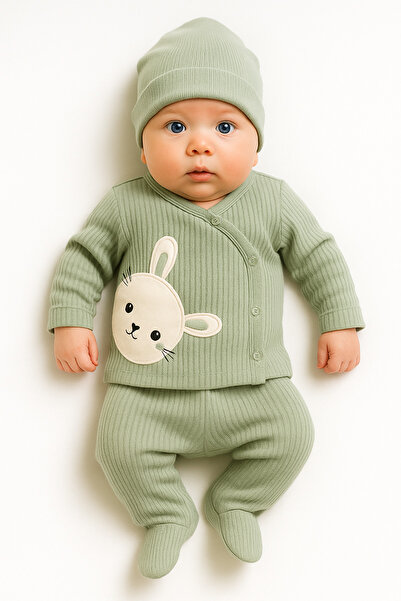 Bebelul Nana 3-piece baby set – blouse, pants and hat made of 100% cotton