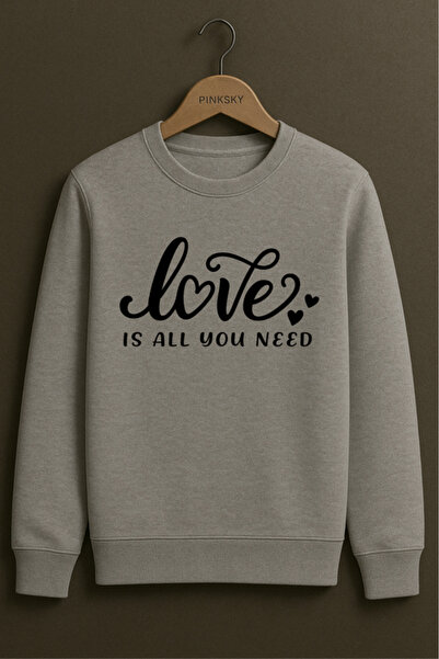 Pink Sky Unisex Printed Crew Neck Sweatshirt Oversized Cotton Daily Comfortable