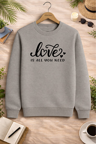 Pink Sky Unisex Printed Crew Neck Sweatshirt Oversized Cotton Daily Comfortable