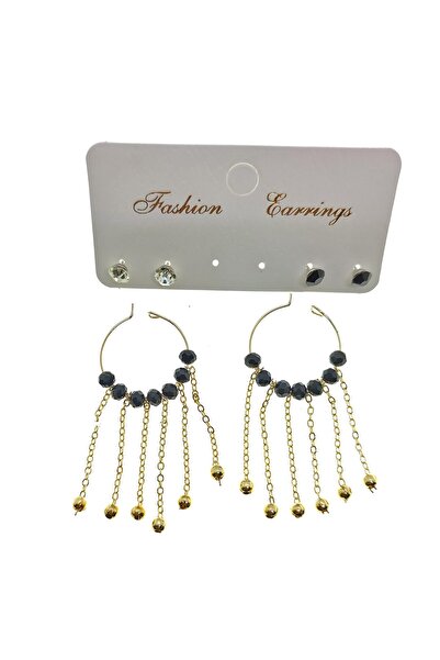 NKIE JEWELS Gold Color Black Beads Stylish Dangle Handcrafted Combination Ear...