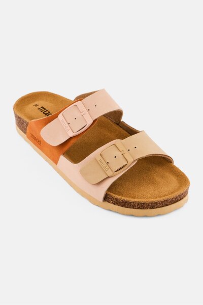 MUDD Women Adjustable Buckle Two Strap Cork Sandals, Multicolor