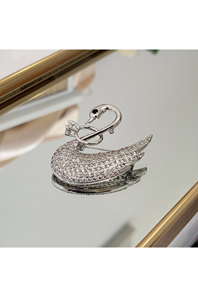 BB Premium Brooch - Swan Shape with Swarovski Crystals