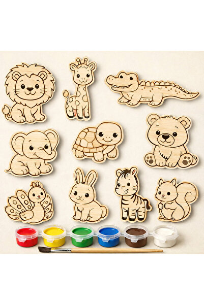CARON CHOCOLATE Educational Wooden Coloring Game Forest Animals Figure Set | ...