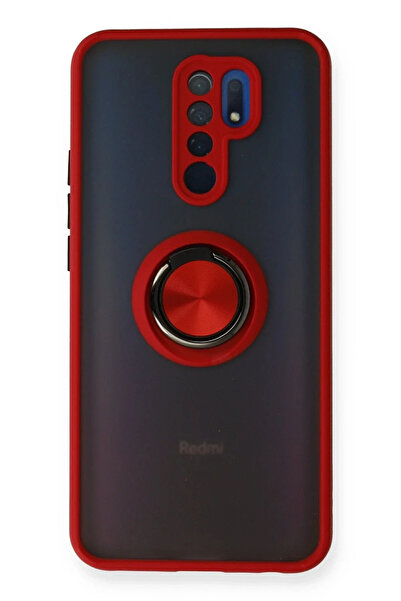 Hulyomer Hub غطاء سيليكون لهاتف هوليومر شاومي ريدمي 9 مع حلقة مونتريال - أحمر...