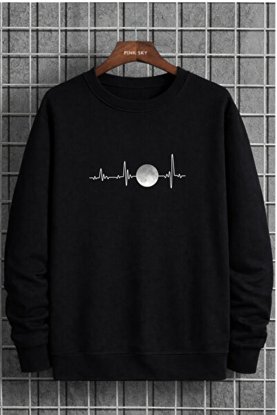 Pink Sky Unisex Printed Crew Neck Sweatshirt Oversized Cotton Daily Comfortable