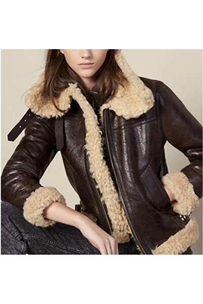 SANDRO Bomber jacket in shearling leather