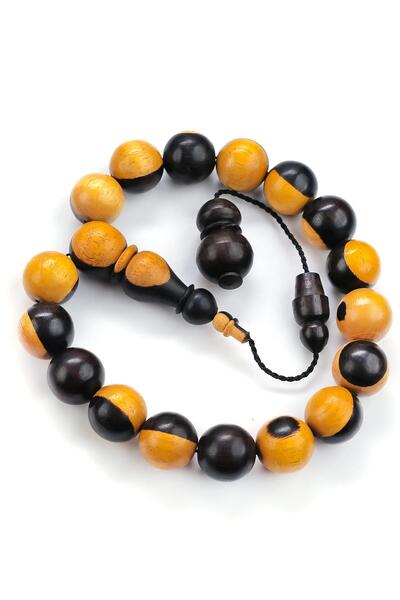 TESBİHCİBABA Μασκότ Μοντέλο Ροζάριο από ξύλο έβενος με κηλίδες