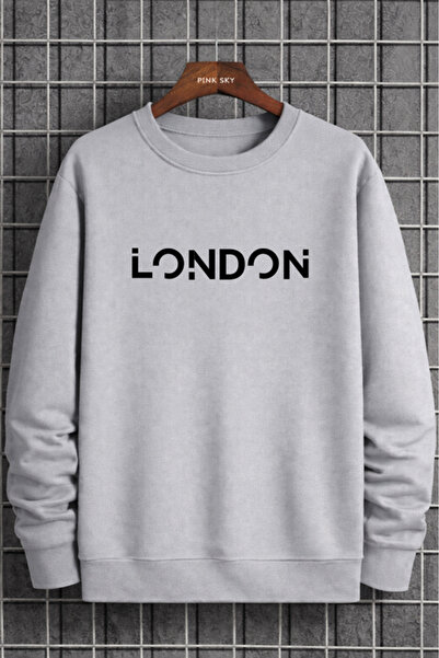 Pink Sky Unisex Printed Crew Neck Sweatshirt Oversized Cotton Daily Comfortable