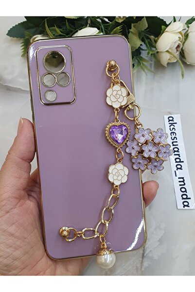 Aksesuarda Moda حافظة لامعة متوافقة مع هاتف VIVO V21 مزودة بفتحة يدوية مزخرفة...