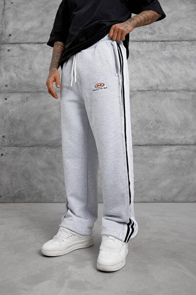 NOMARC Gray Enjoy Printed Striped Detail Baggy Trackpants