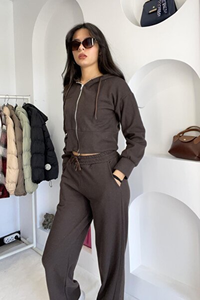 Noa&Noa Double-Breasted Suit with Bell Cuffs and Wide-Leg Trousers - Bitter B...