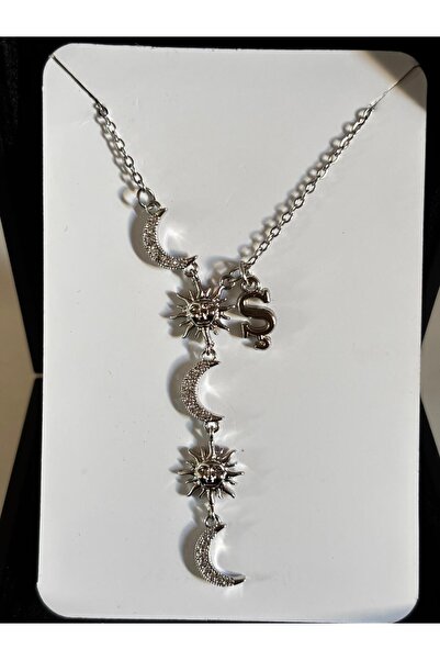 bijoux uniques Çelik ay&güneş Ş harfli kadın kolye