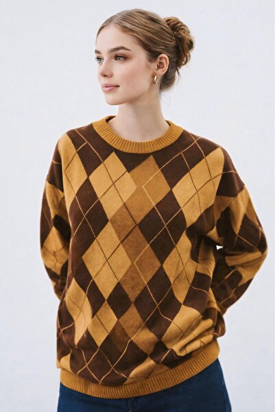 TOFAN TRİKO BAKLAVA PATTERNED KNIT SWEATER