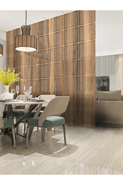 makta ® Perde Paravan - Lazer Kesim Sarkıt Paravan, Ahşap Seperatör, 4'lü Pan...