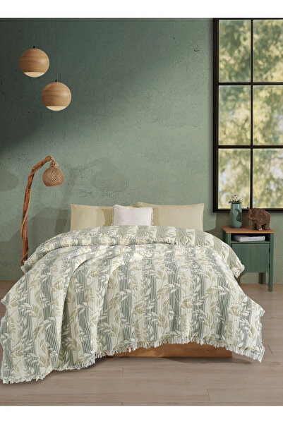 luxtex بطانية مزدوجة الجوانب، بنقشة غصن الزيتون، 5 طبقات، بطانية موسلين محشوة...