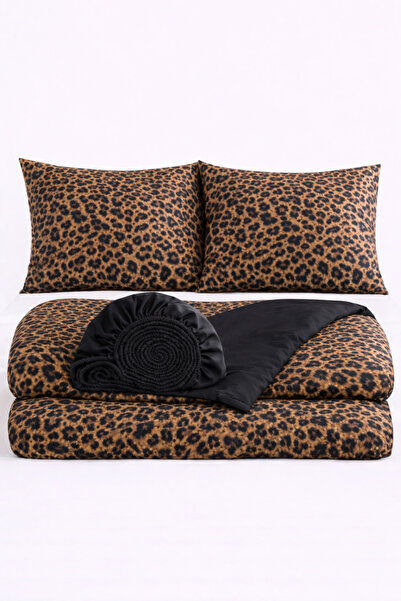 İQON Elastic Sheet Duvet Cover Set Double Size Blck Pntr-243 Otlt