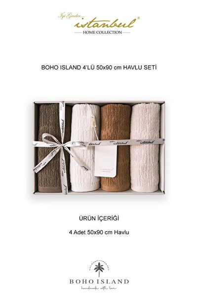 İyi Geceler İstanbul 100% Cotton Boho Island 50X90 cm 4-Piece Towel Set