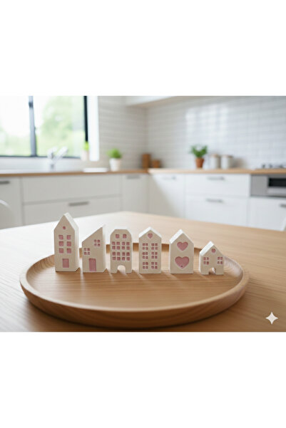 Lilindesign 6’lı El Yapımı Minimal Minyatür Ev Seti – Beton Dokulu