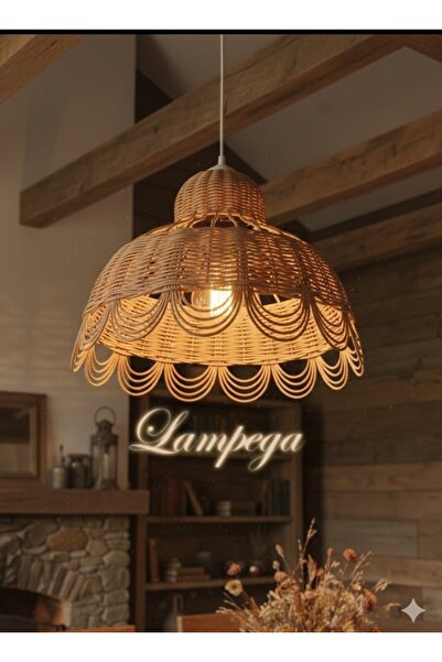 Lampega rattan bambu hasır avize