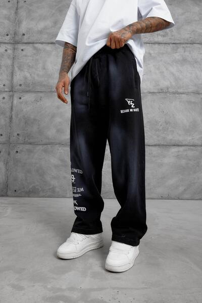 NOMARC Navy Blue Baggy Trackpants with Spray Detail