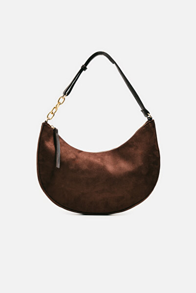 urban focus Zincir Detaylı Süet Omuz Çantası